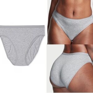 Victoria's Secret Stretch Cotton High-Leg Brief Panty Gray Grey Medium NWT